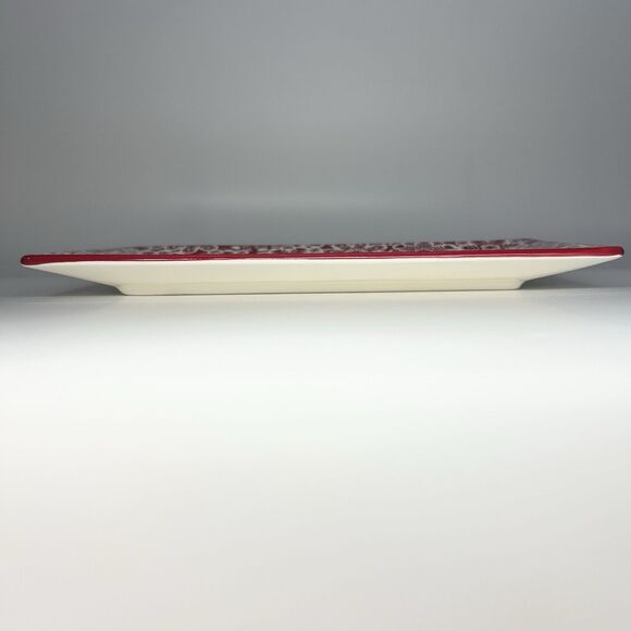 Hallmark Red & White Snowflake Design Rectangular Tray Dish Christmas Holiday - Picture 3 of 5